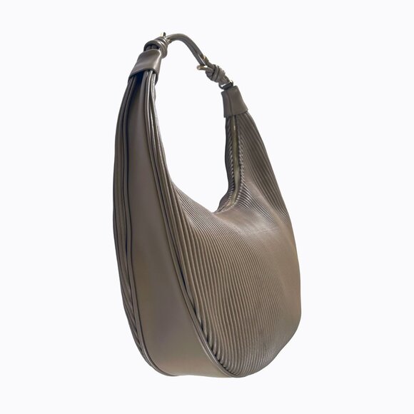 Urban Expressions Textured Knot Hobo Shoulder Bag Vegan Leather Taupe Y2K Boho - Picture 3 of 12